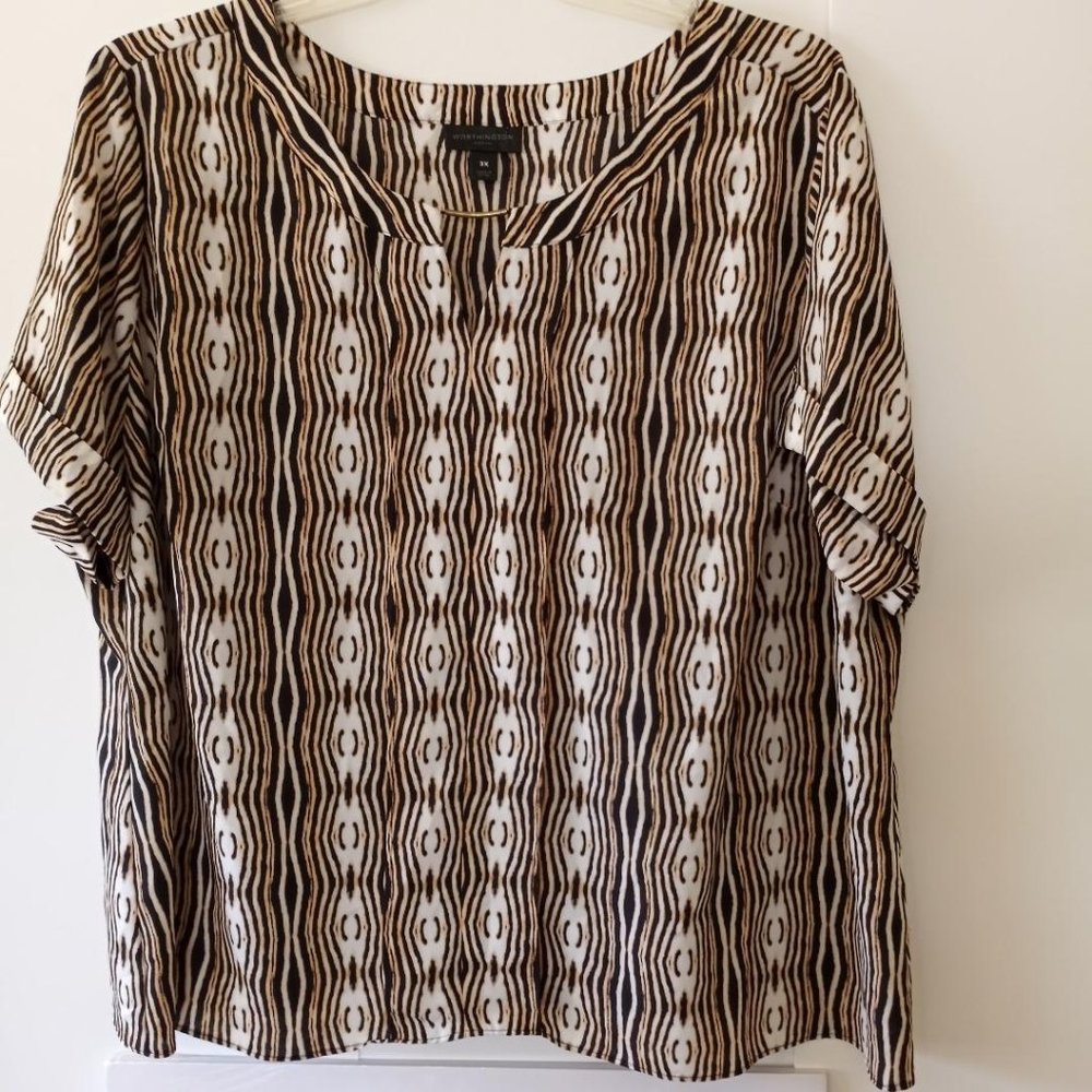 Worthington's Women's Print blouse  -  Size (3X) - Gold/Black - Polyester
